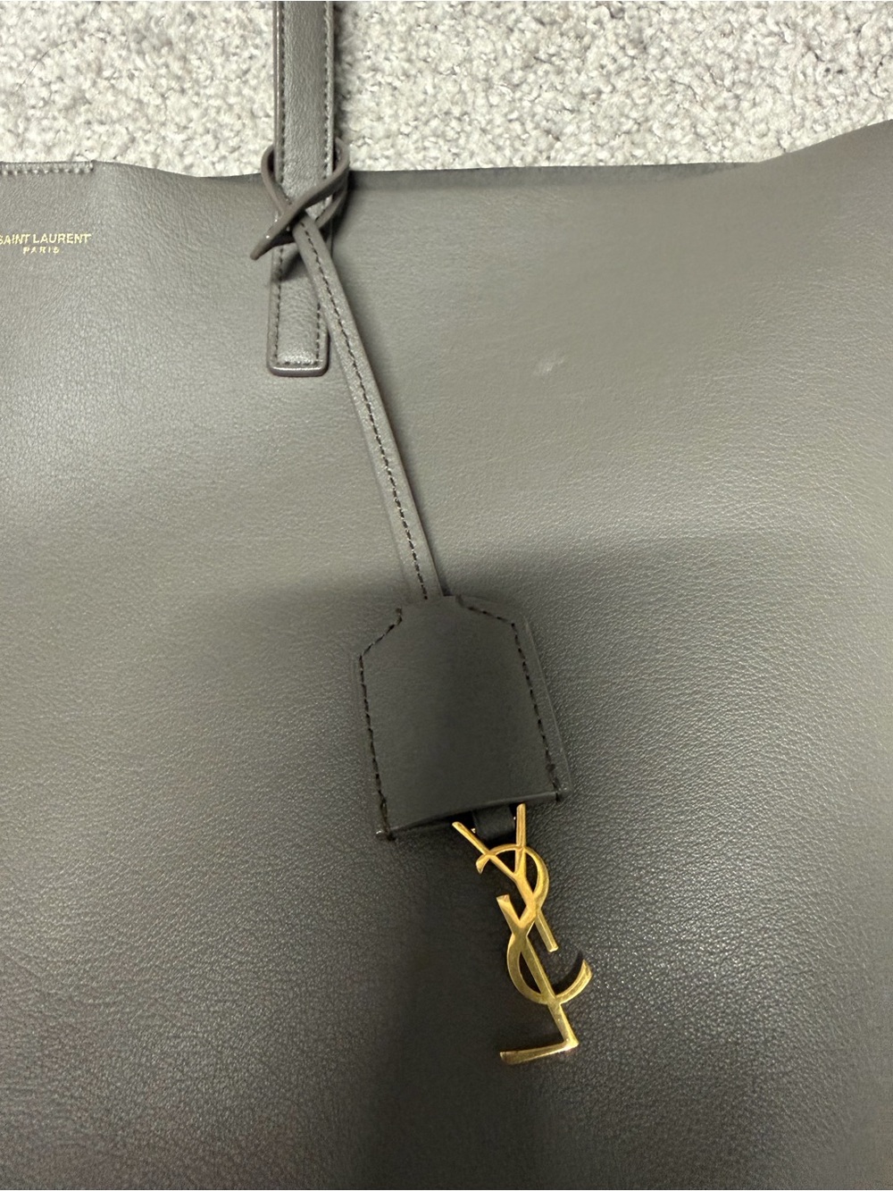 Saint Laurent Grey Leather Tote with Gold YSL Charm - Picture 15 of 15